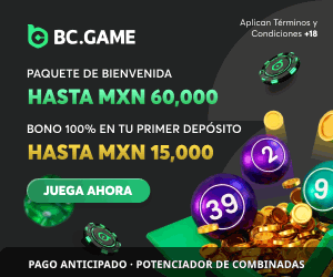 BC.GAME: paquete de bienvenida de hasta MXN 60,000 y bono del 100% en el primer depósito hasta MXN 15,000. Solo +18; aplican términos y condiciones.
