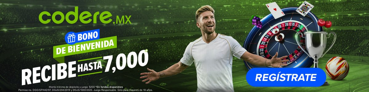 Banner promocional de Codere MX con bono de bienvenida