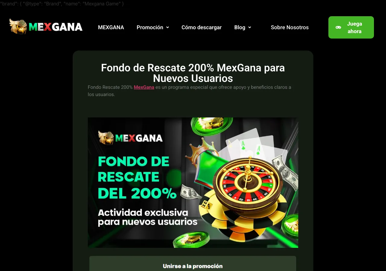 Página ajena a mexgana.com con una promoción sin requisito de apuesta, depósito mínimo ni vigencia
